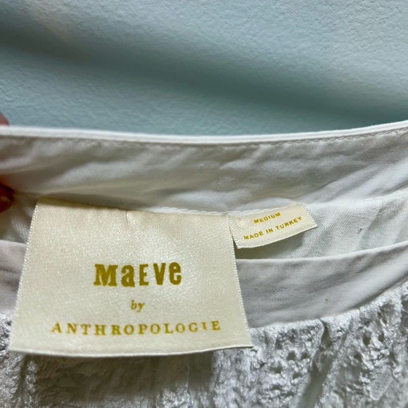 Anthropologie Maeve White Puff Sleeve Sundress. Size Medium - Picture 2 of 6